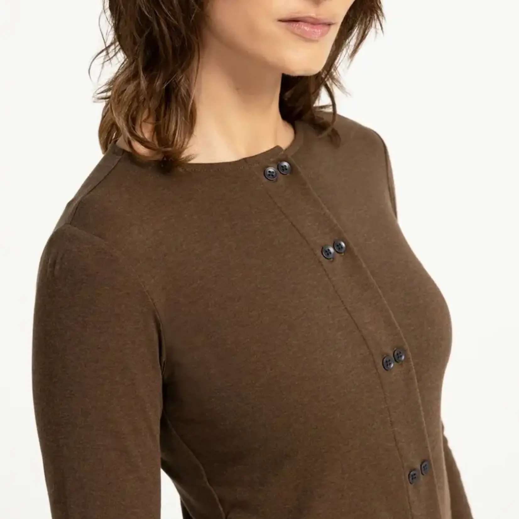 Yaya Cardigan en jersey avec une double rangée de boutons - Teak brown