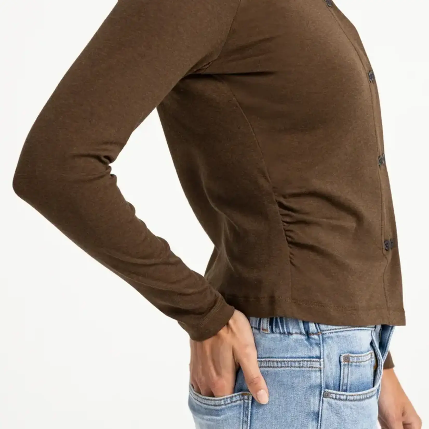 Yaya Cardigan en jersey avec une double rangée de boutons - Teak brown