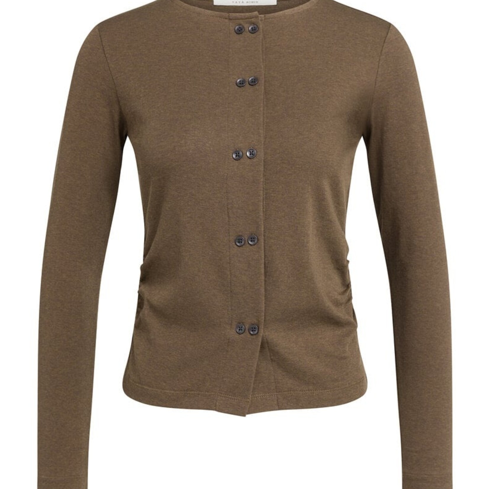Yaya Cardigan en jersey avec une double rangée de boutons - Teak brown