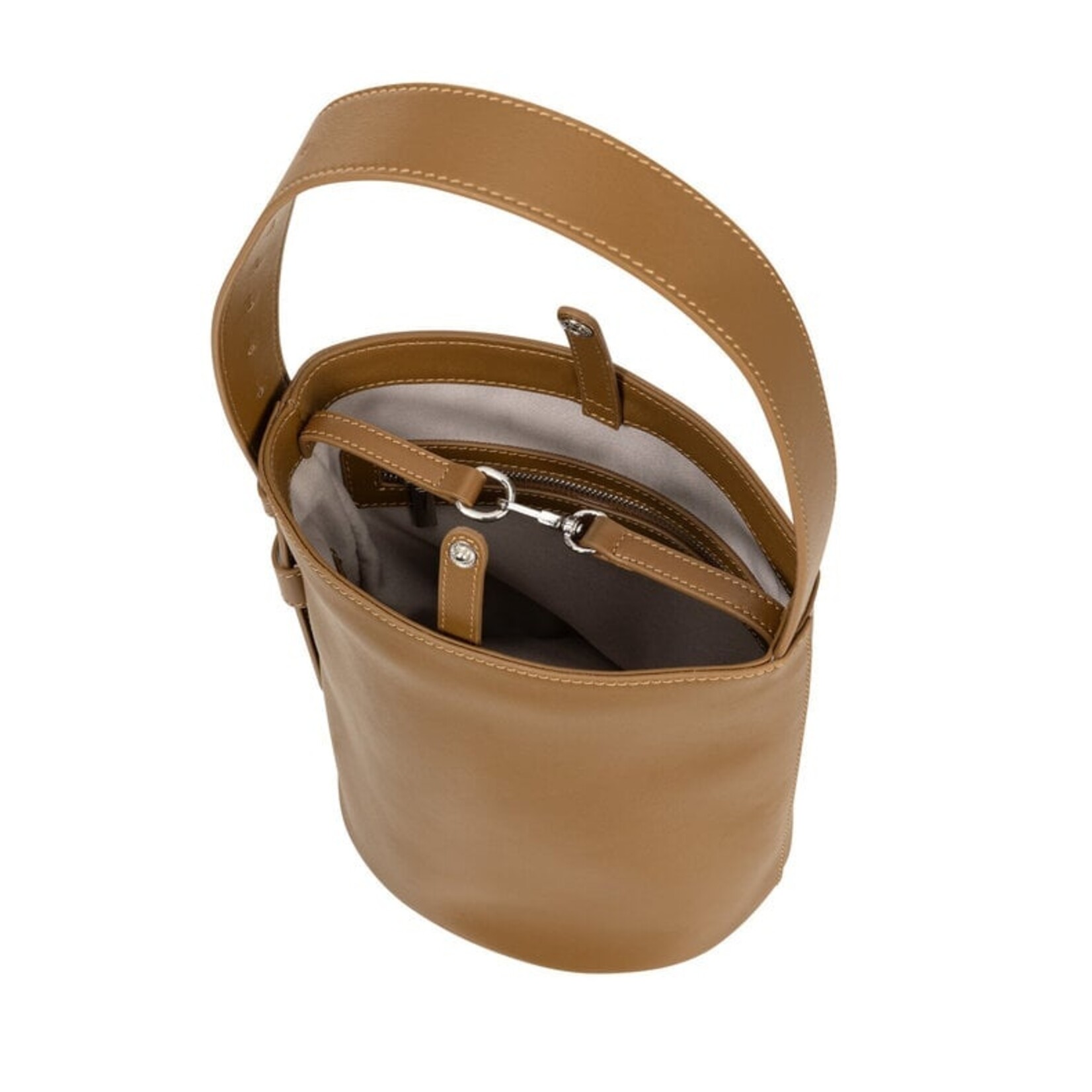 Yaya Sac seau en cuir lisse - Otter brown