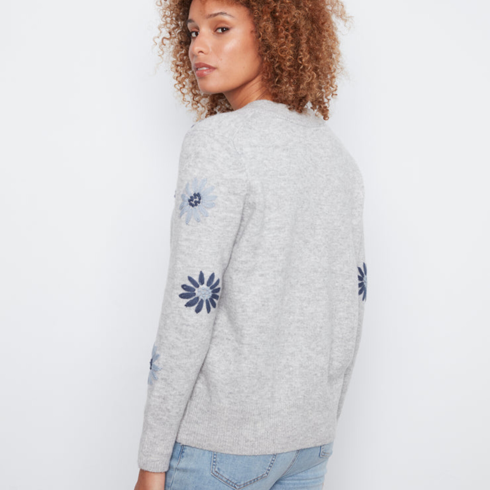 Charlie B Pull C2853R col en V - Gris chiné