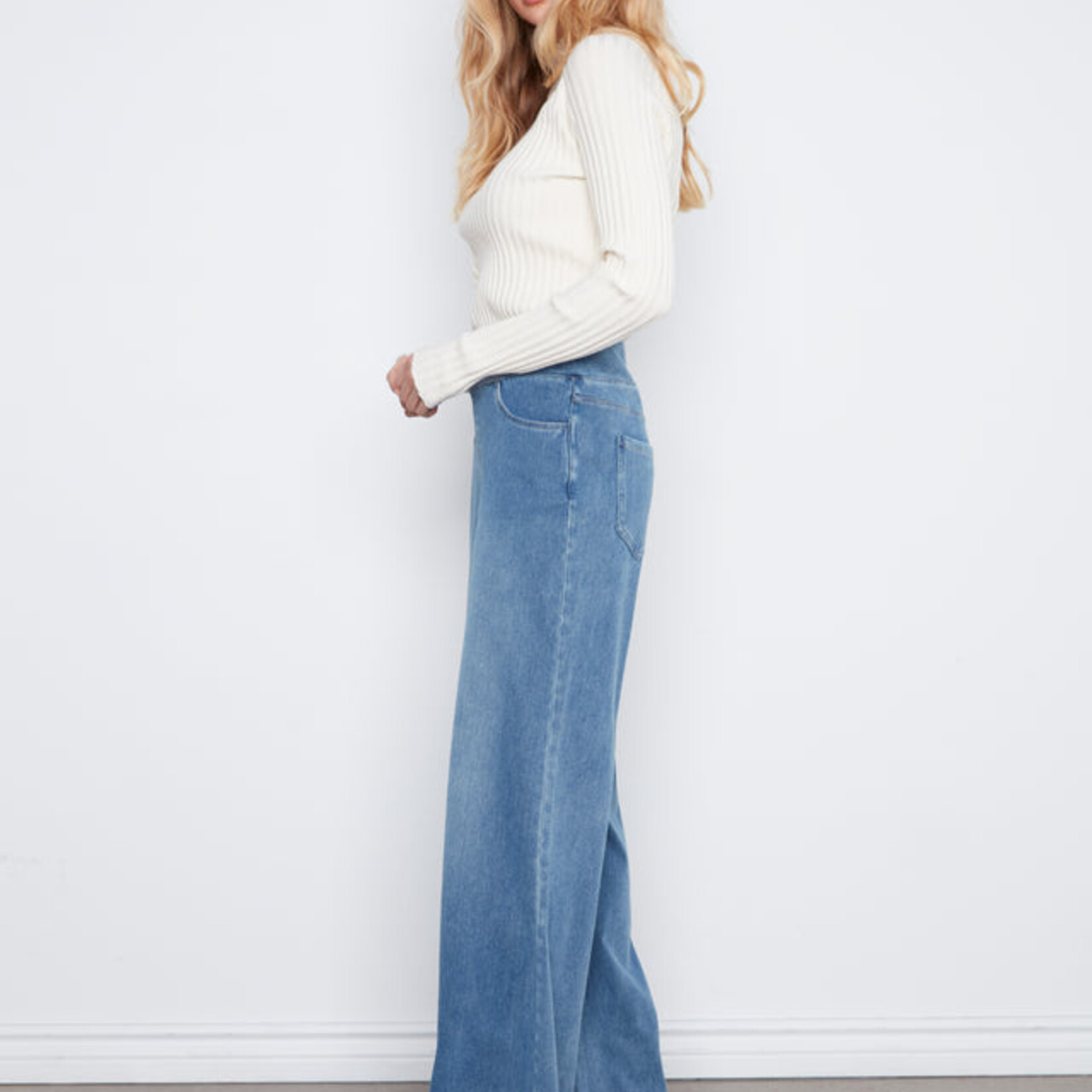 Charlie B Jeans C5805 à jambre large - Bleu moyen