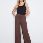 Charlie B Pantalon C5818 jambre large et taille élastique - Espresso Chiné
