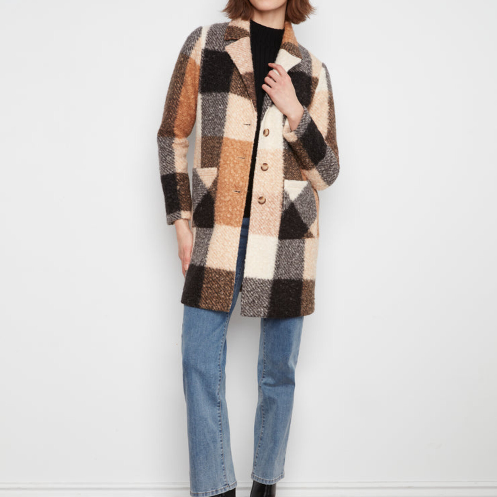Charlie B Manteau C6141ZR à carreaux - Taupe