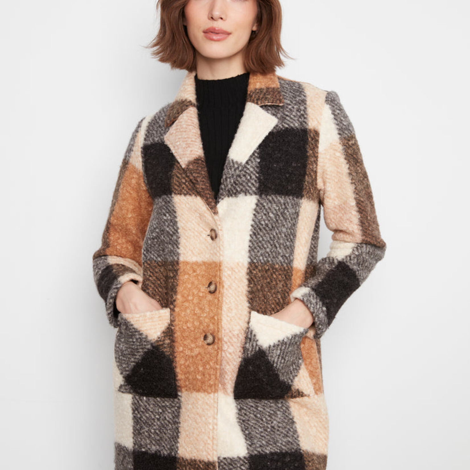 Charlie B Manteau C6141ZR à carreaux - Taupe