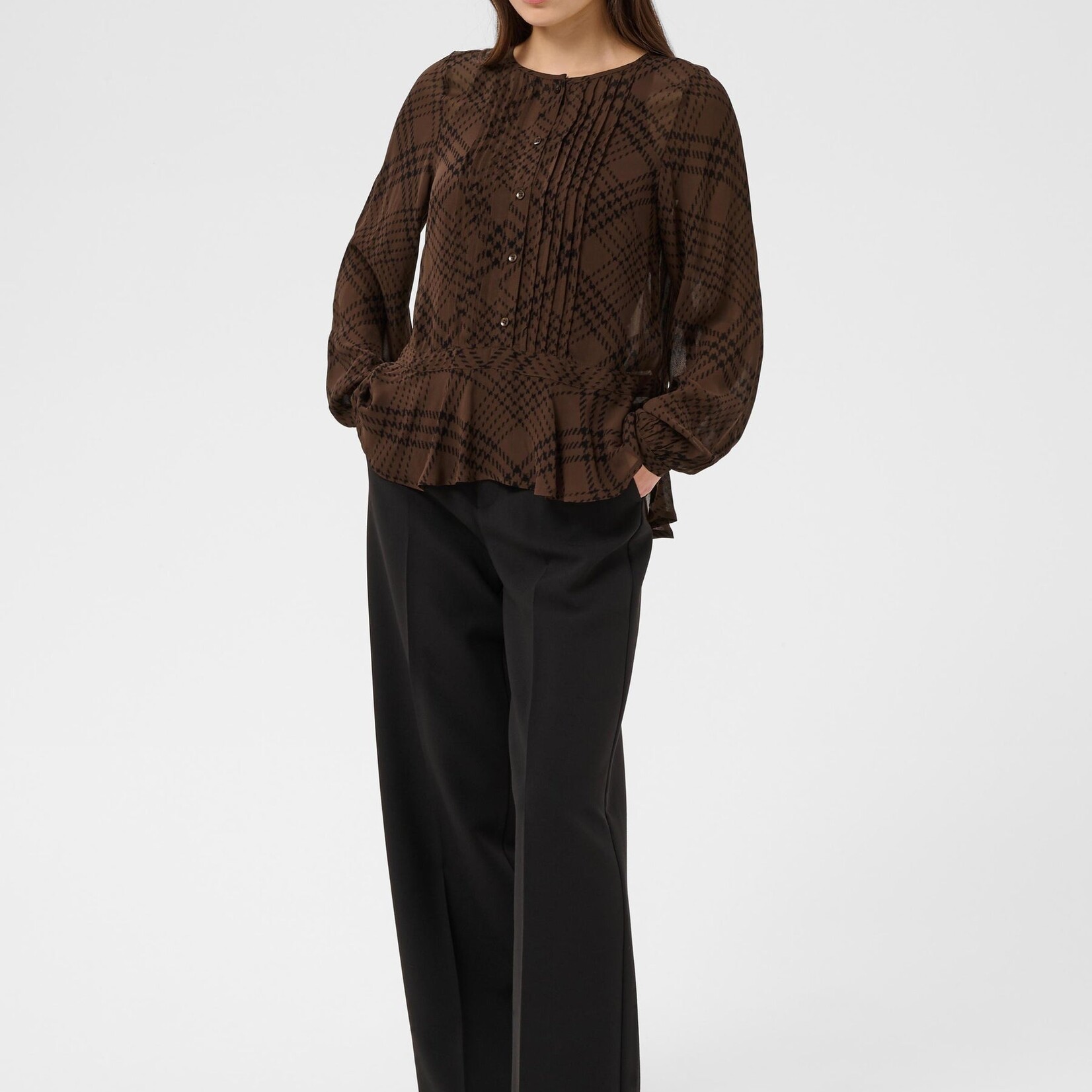 Part Two Blouse Cantaline - Brown Check Print