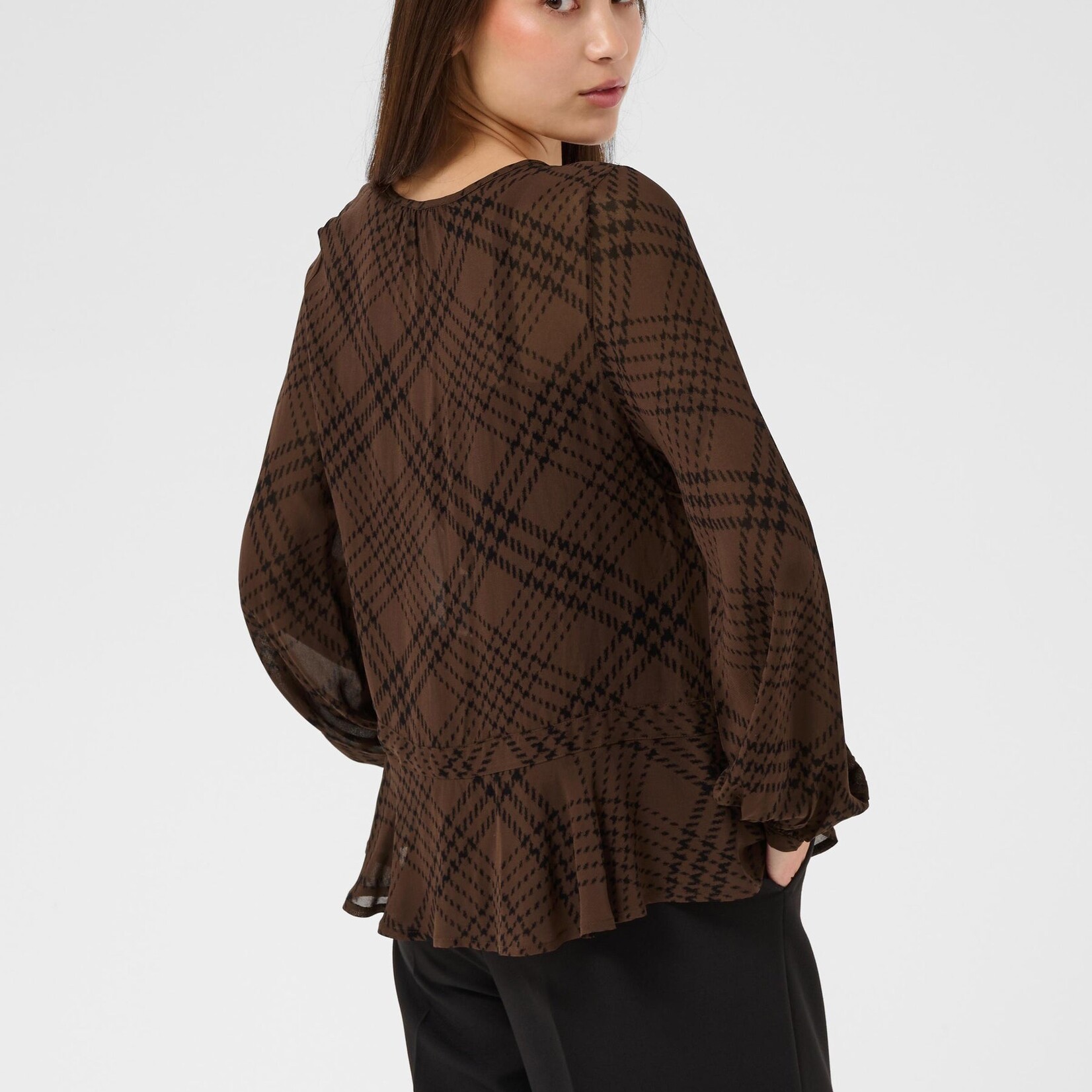 Part Two Blouse Cantaline - Brown Check Print