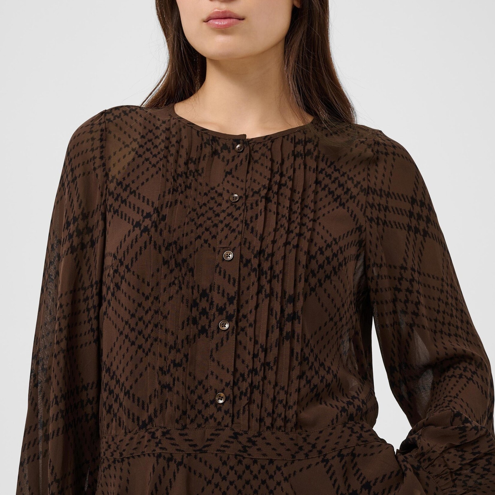Part Two Blouse Cantaline - Brown Check Print