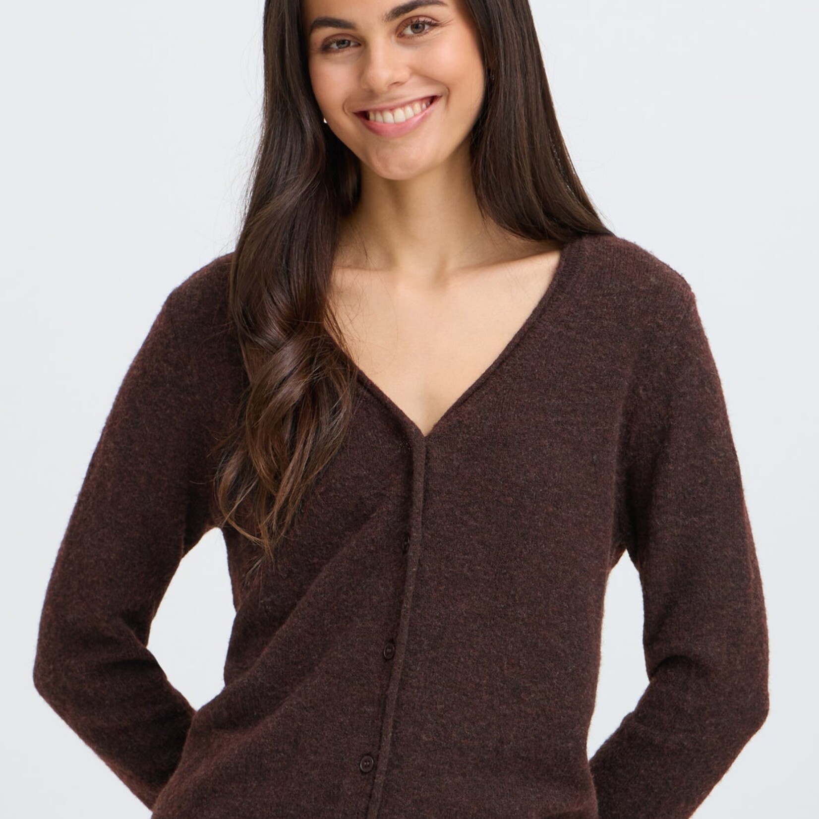 Fransa Cardigan Fia - Hot Fudge Melange
