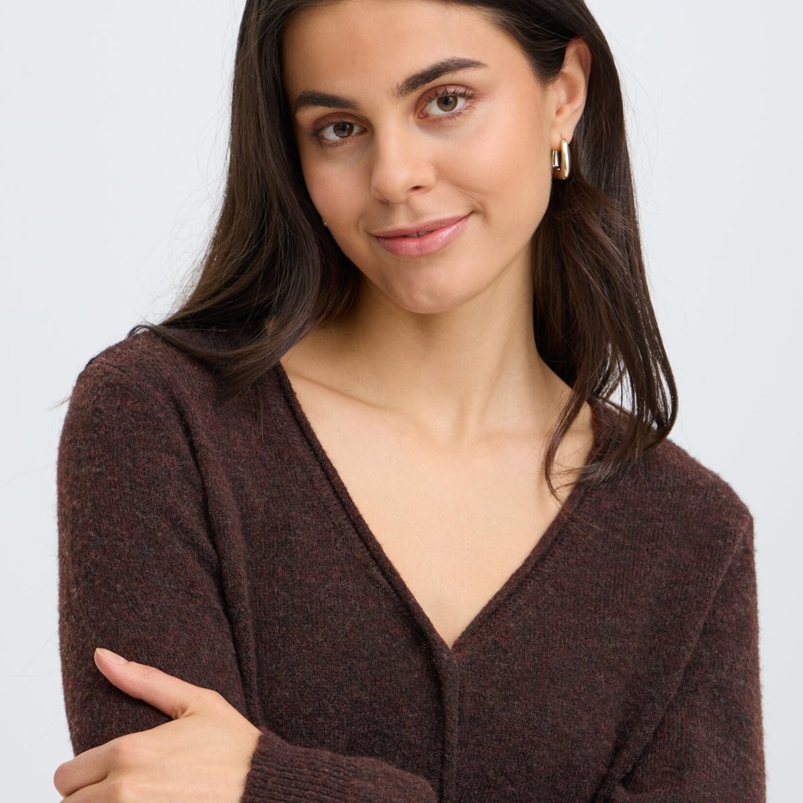 Fransa Cardigan Fia - Hot Fudge Melange