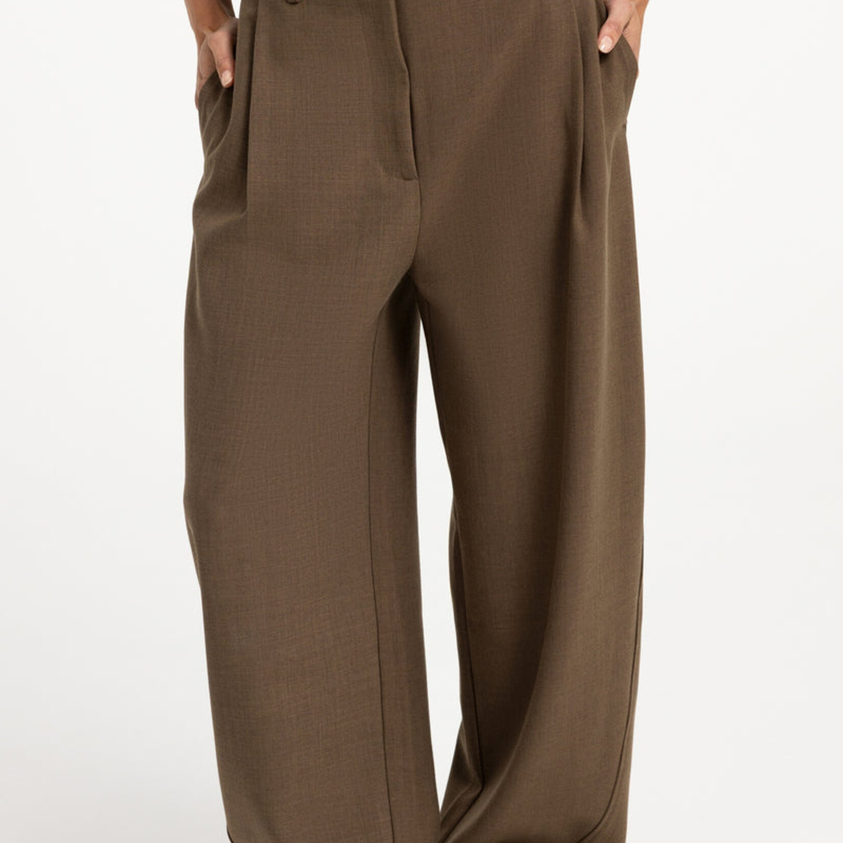 Yaya Pantalon 01-301275 à jambes larges avec des plis - 38 (medium) - Teak brown
