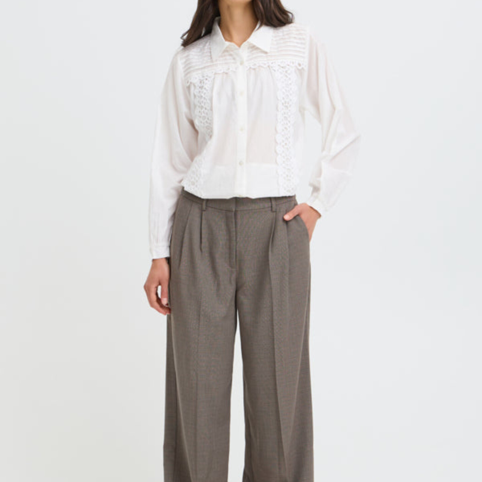 Fransa Pantalon Soldes - Driftwood Melange