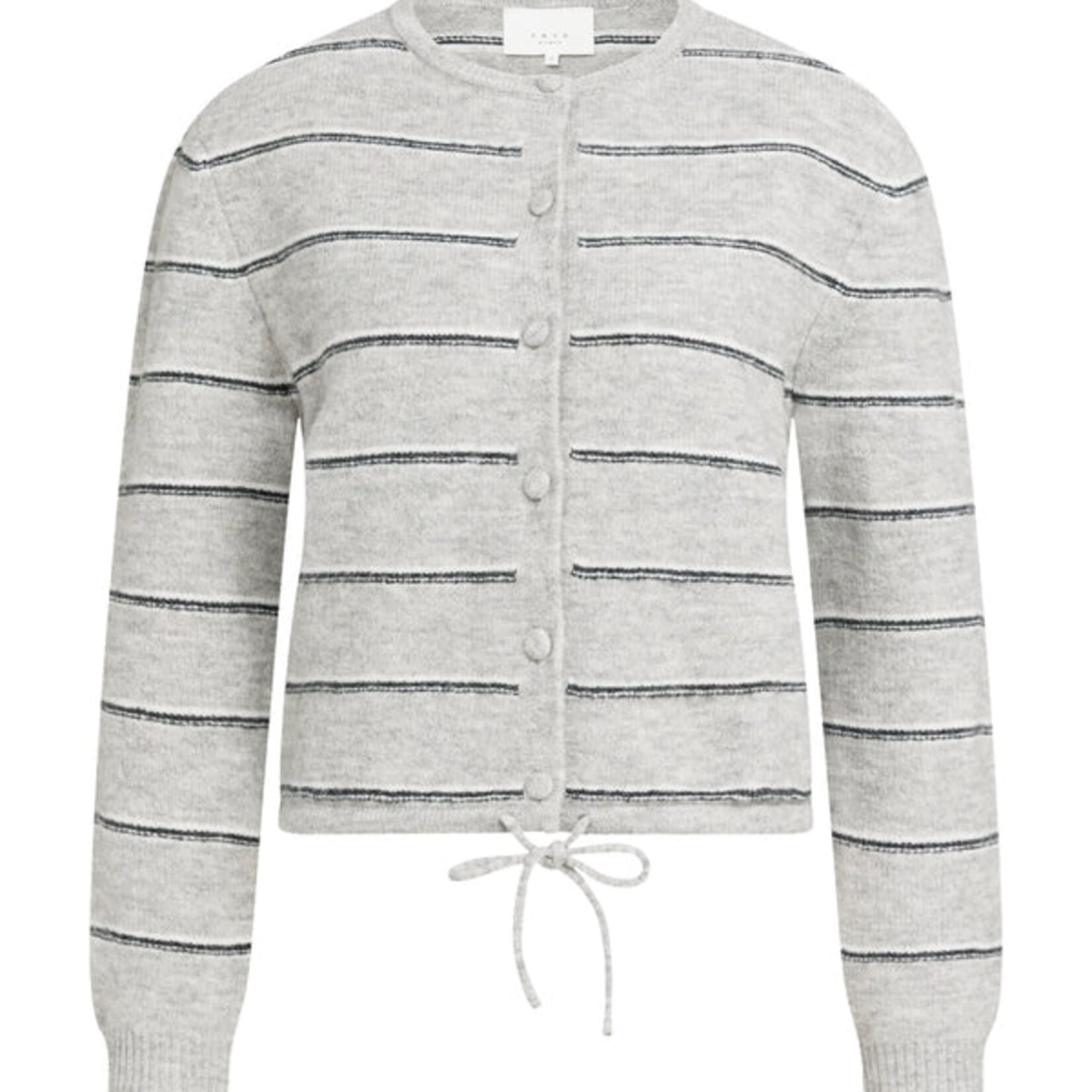 Yaya Cardigan à rayure et cordon a la taille - Medium grey