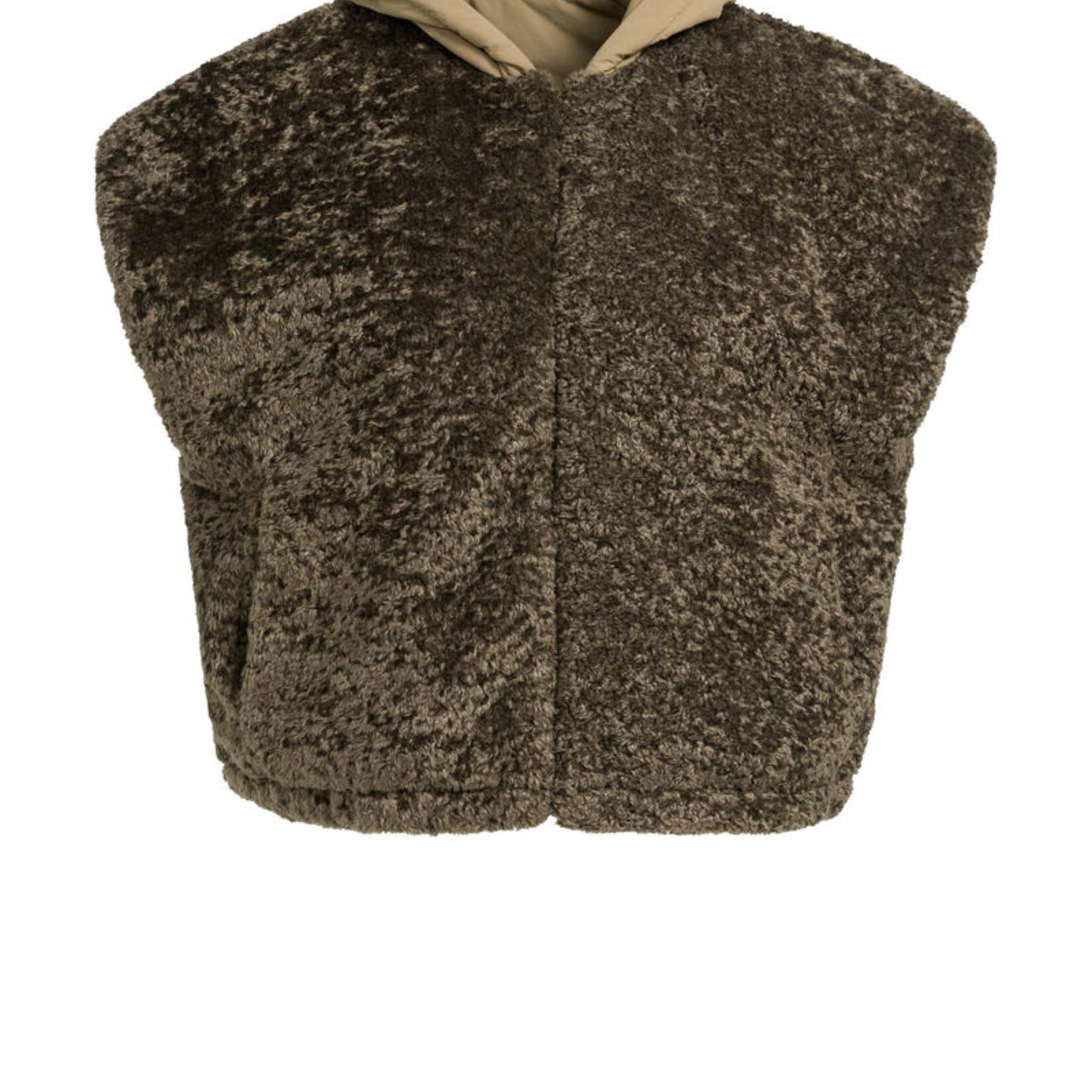 Yaya Veste fausse fourrure avec nylon reversible - Slate black