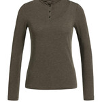 Yaya Top en jersey à manches longues et col montant boutonné - Slate black