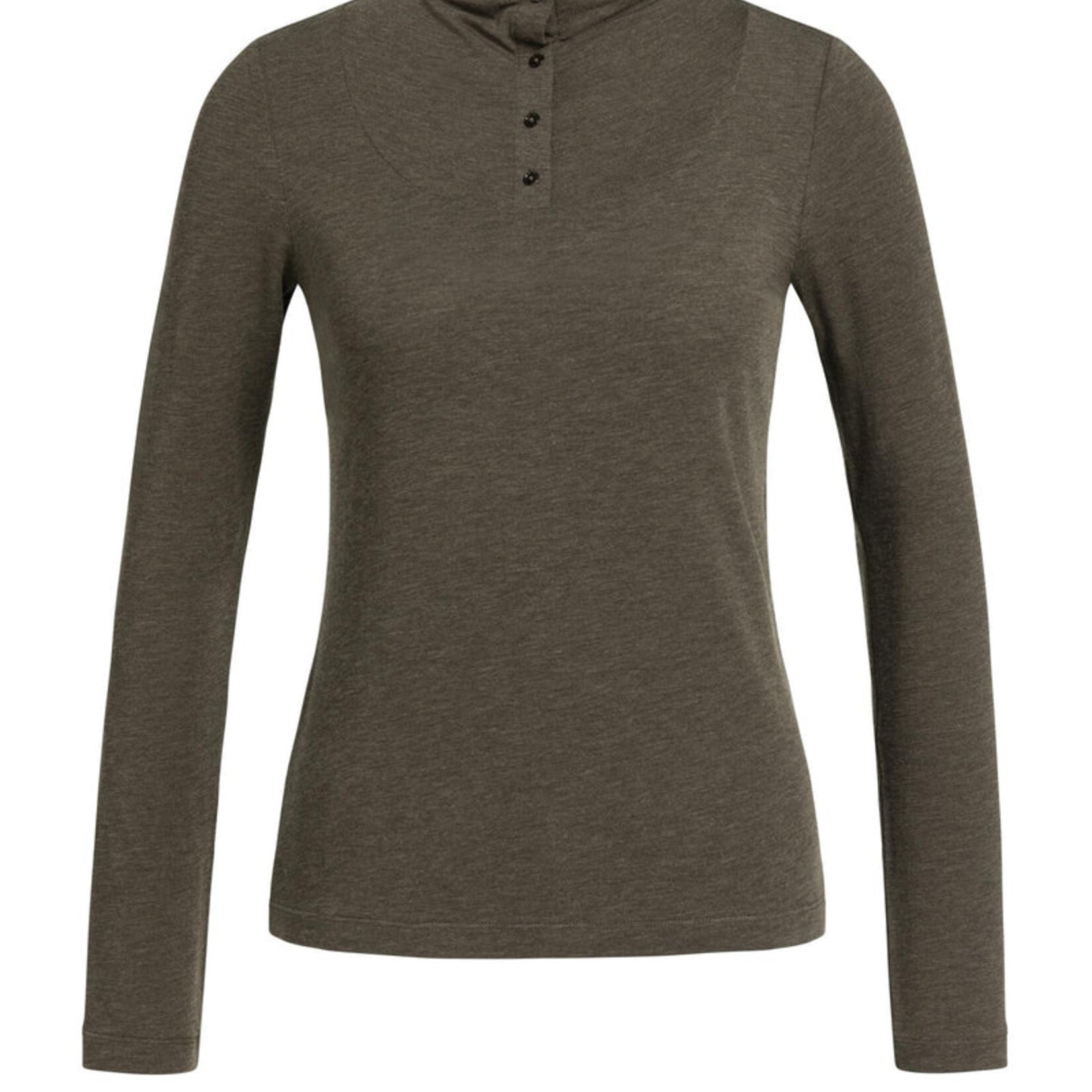 Yaya Top en jersey à manches longues et col montant boutonné - Slate black