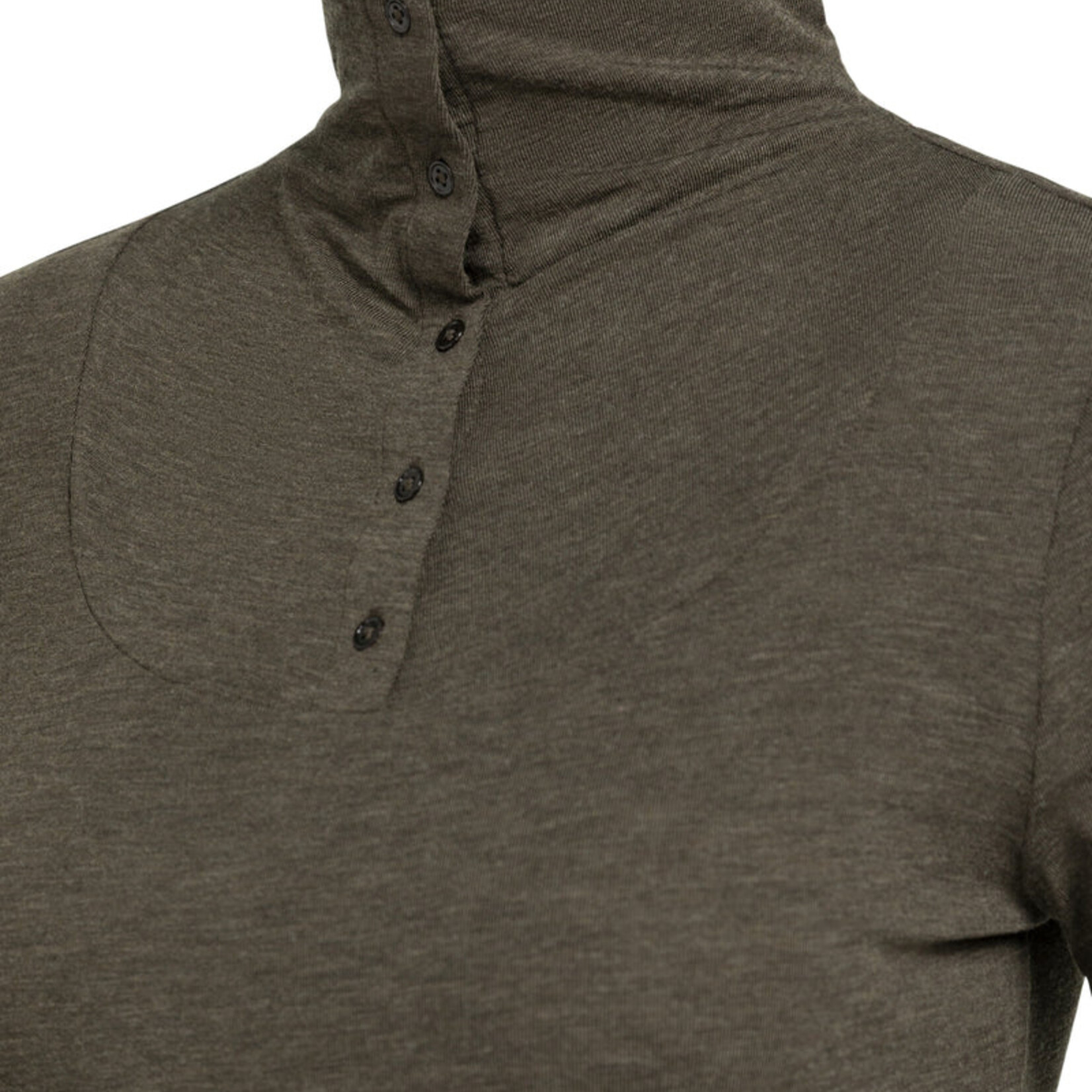 Yaya Top en jersey à manches longues et col montant boutonné - Slate black