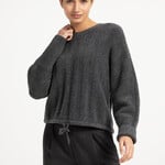 Yaya Pull  en maille côtelée avec cordon - Grey melange