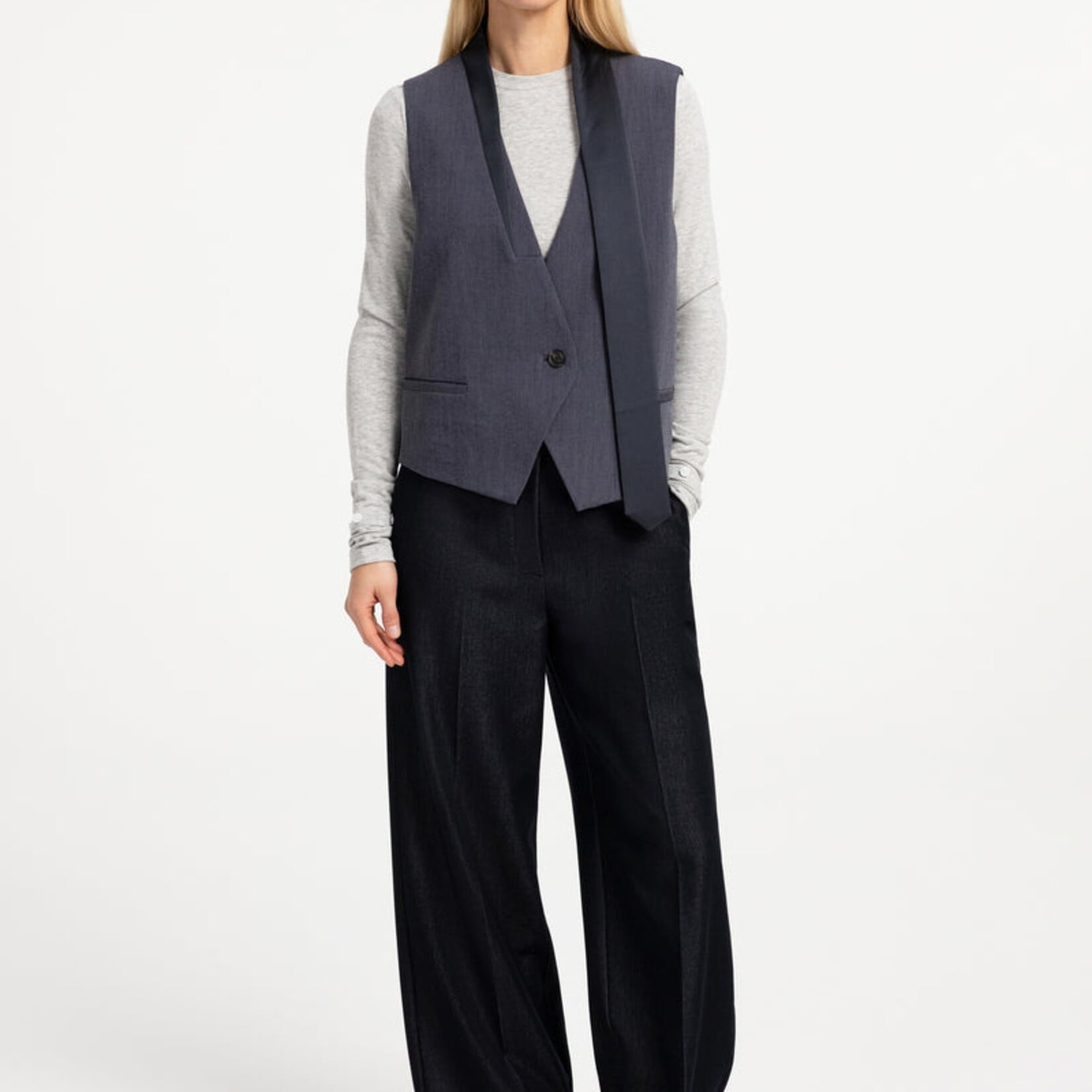 Yaya Pantalon à jambe large - Cat black