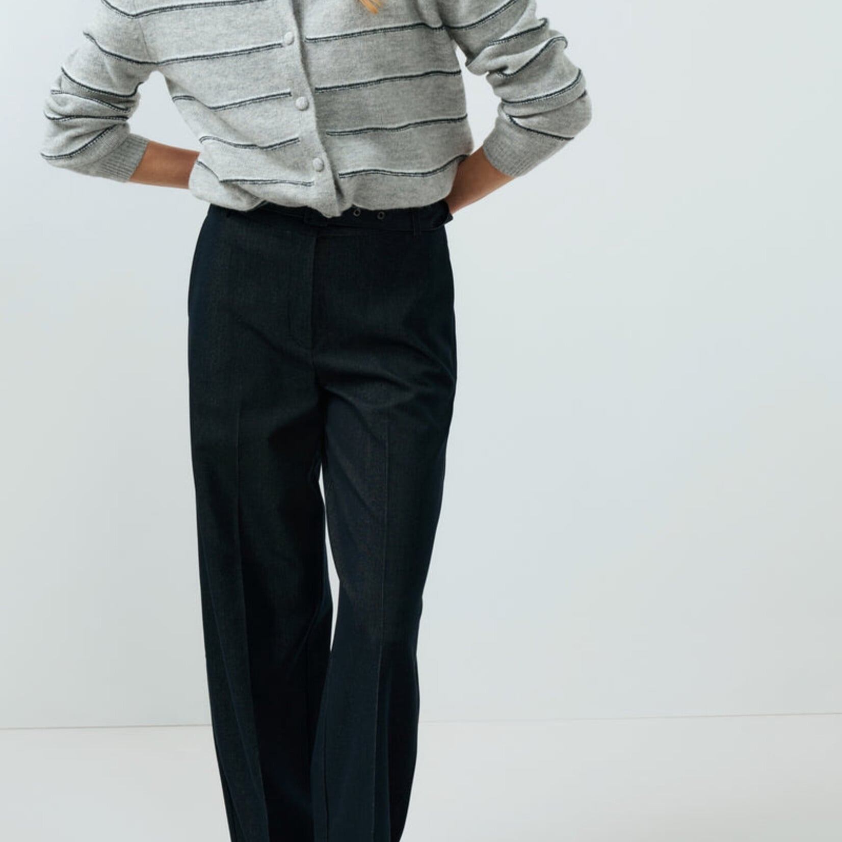 Yaya Pantalon à jambe large - Cat black