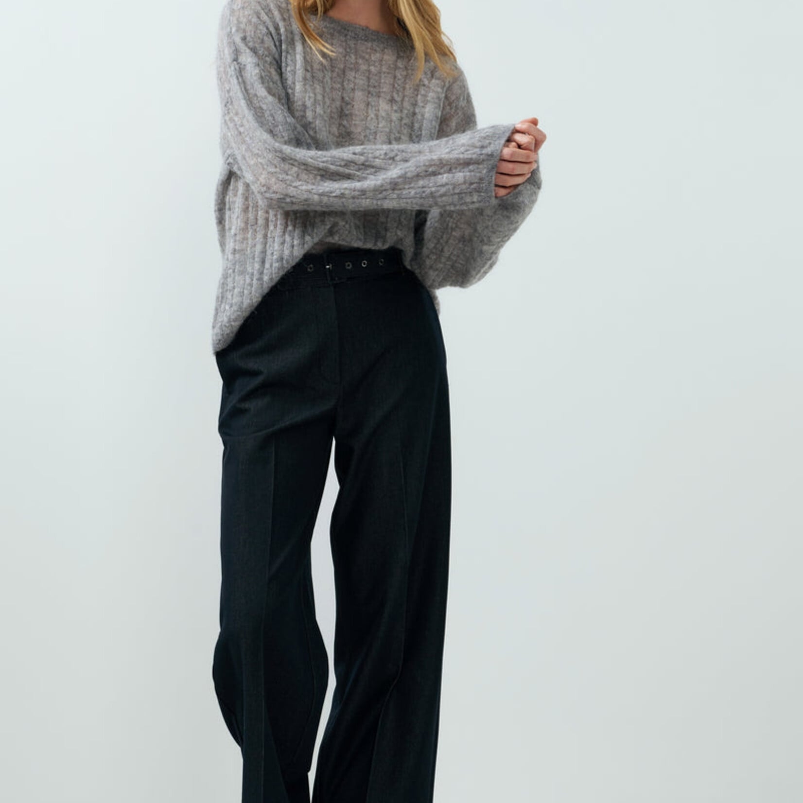 Yaya Pantalon à jambe large - Cat black
