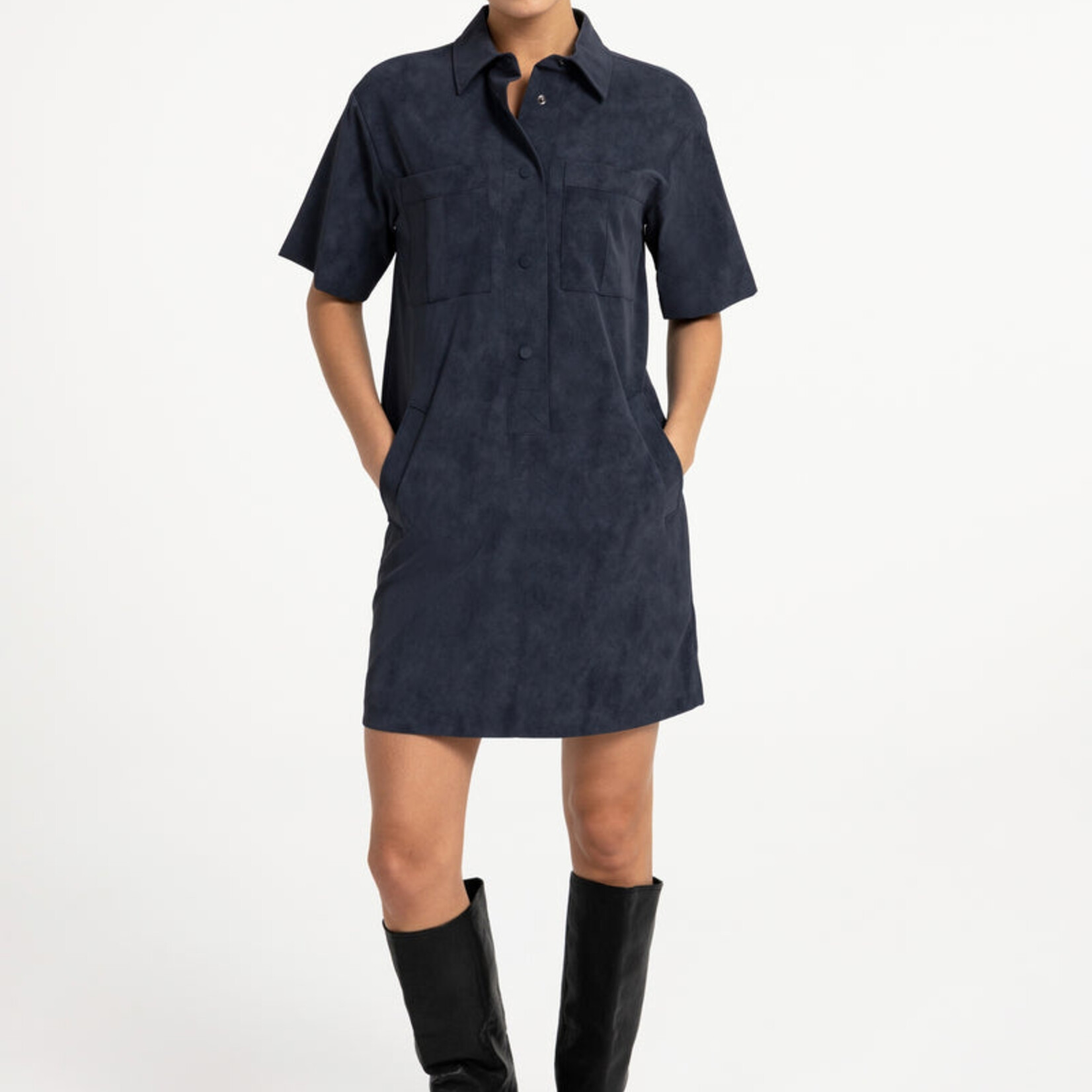 Yaya Robe en suedine - Cat black