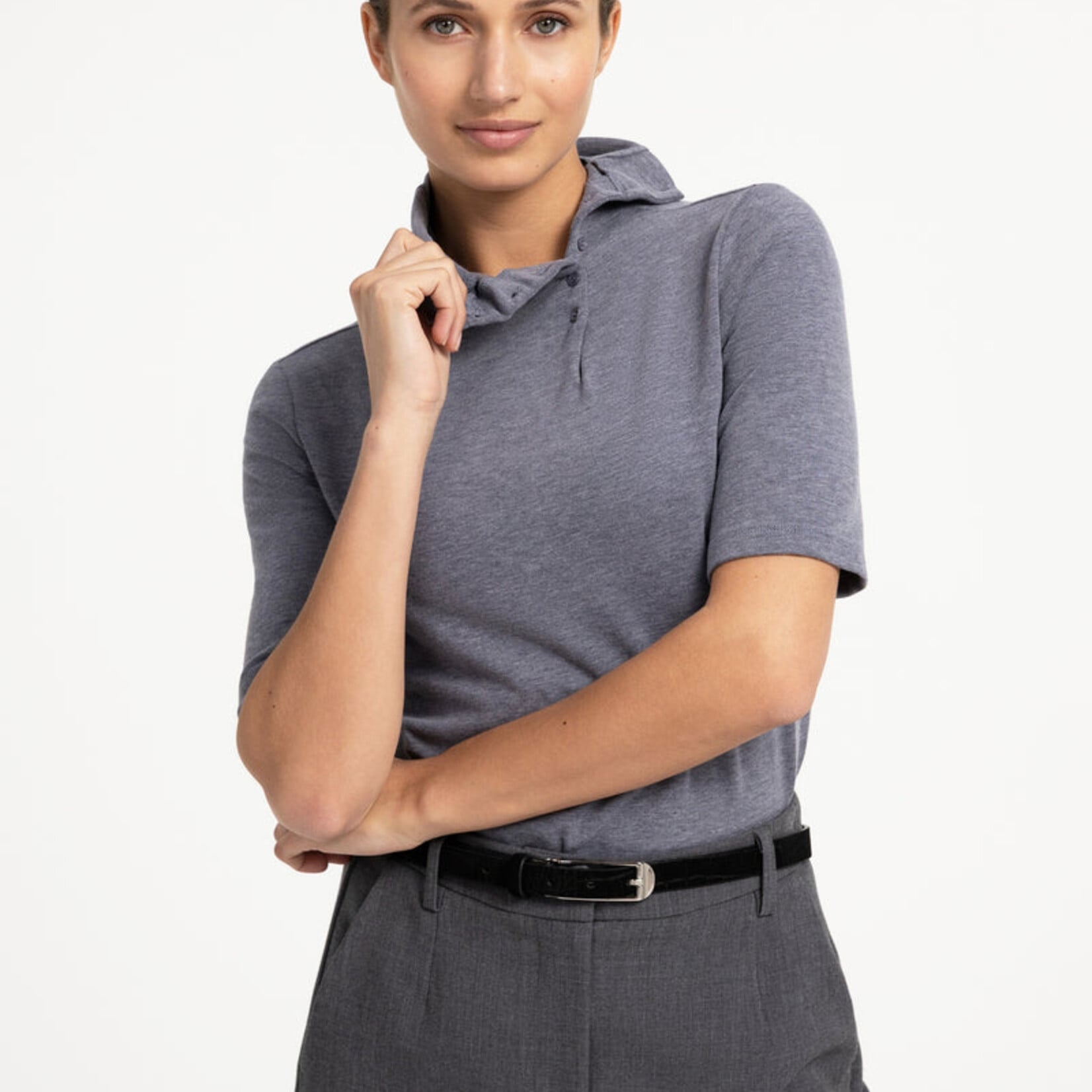 Yaya Top avec bouton au col - Arctic seal