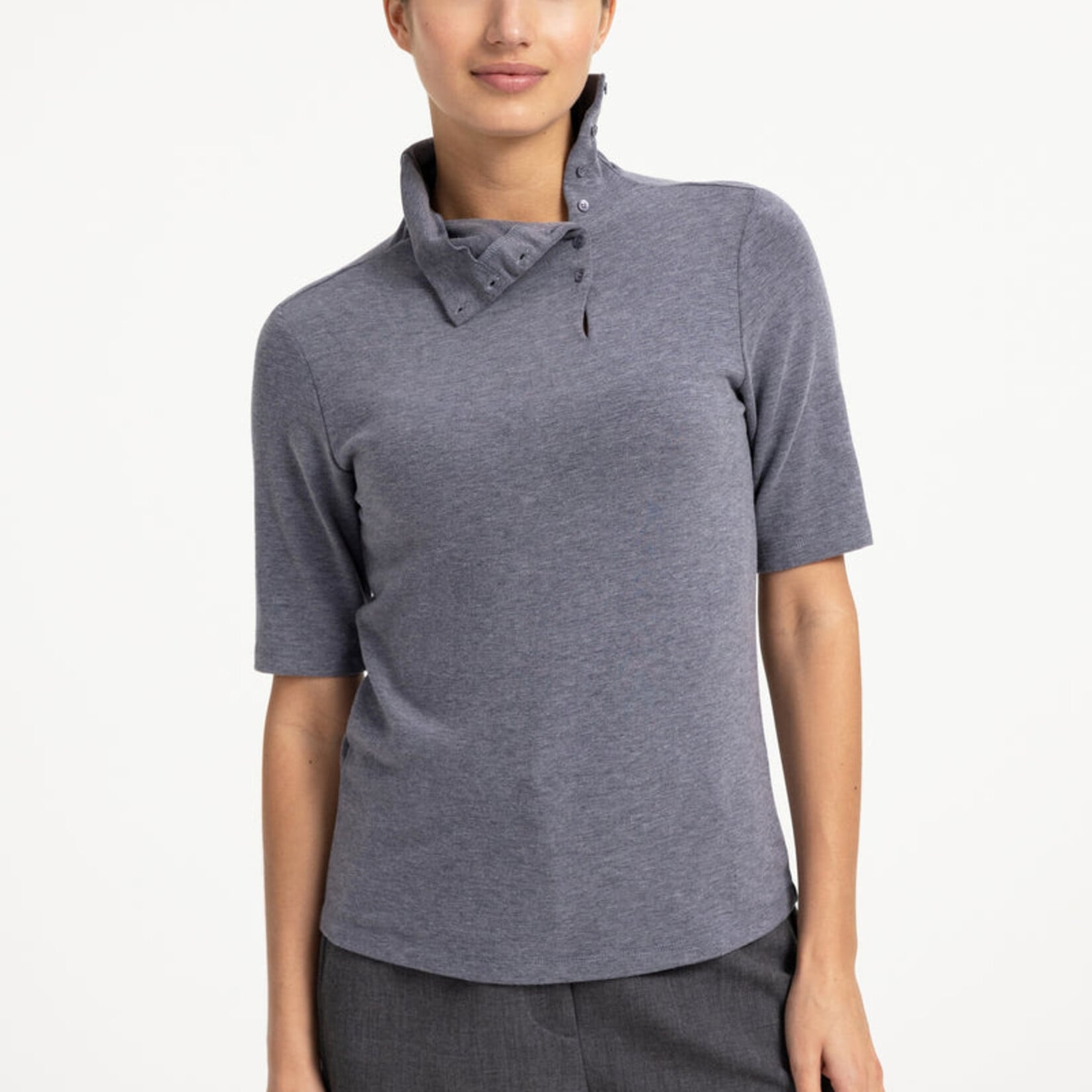 Yaya Top avec bouton au col - Arctic seal