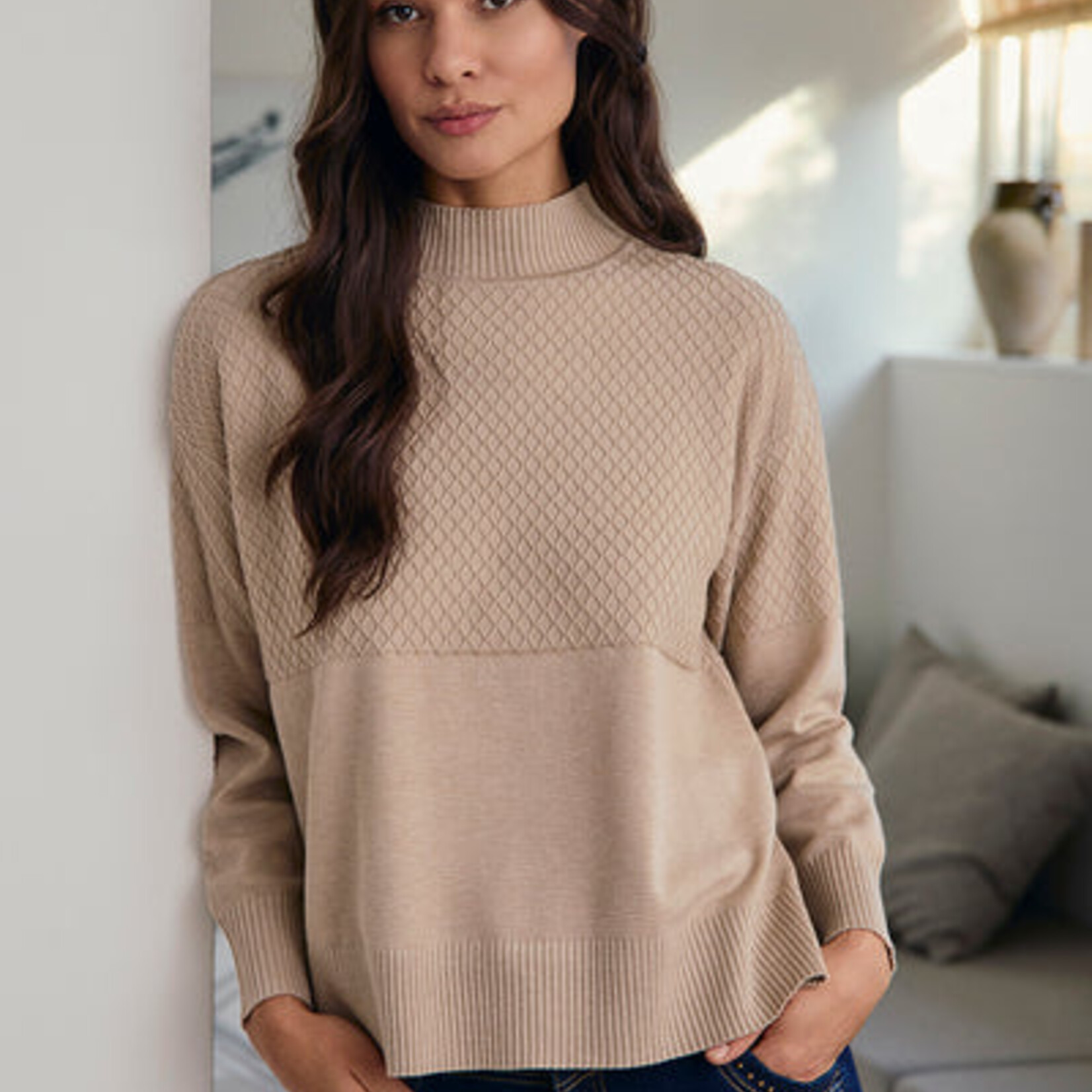 Jensen Sweater 4001510279  col haut texturé - Beige