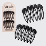 Kitsch Peignes French Air en plastique recyclé, ensemble de 2 pièces - Black
