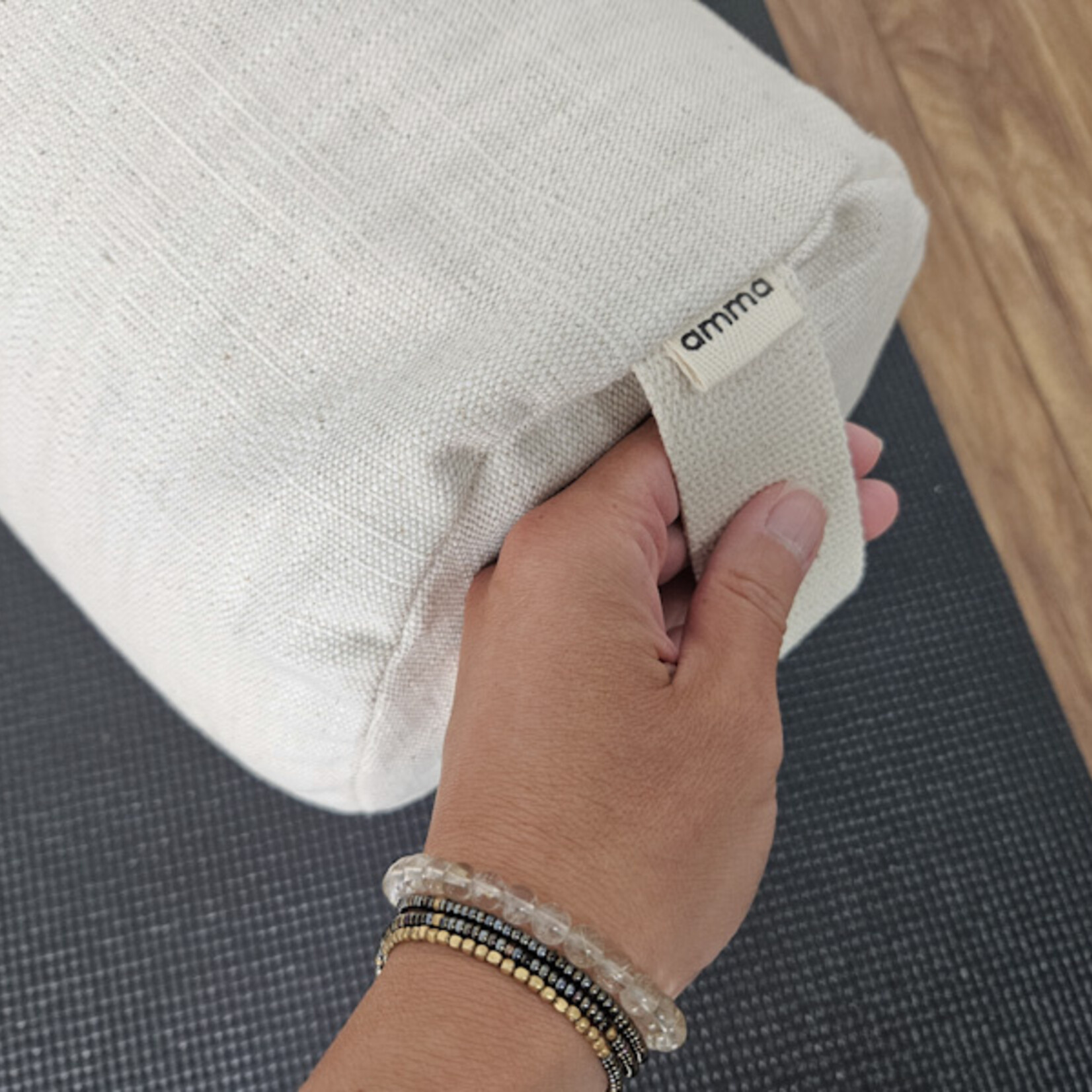 Coussin cylindrique de yoga - Sand linnen