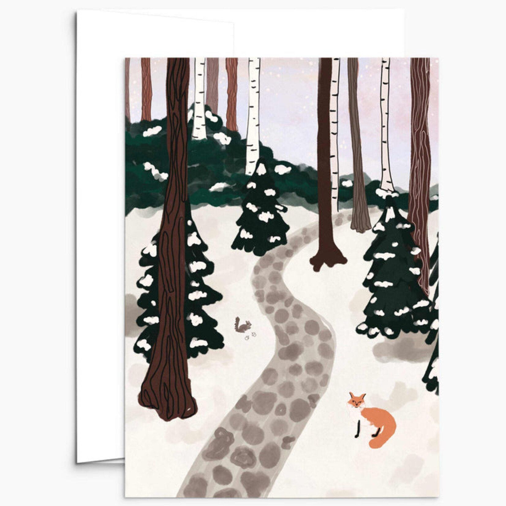 Mimi & August Carte de voeux une forêt empreinte de la magie de l'hiver
