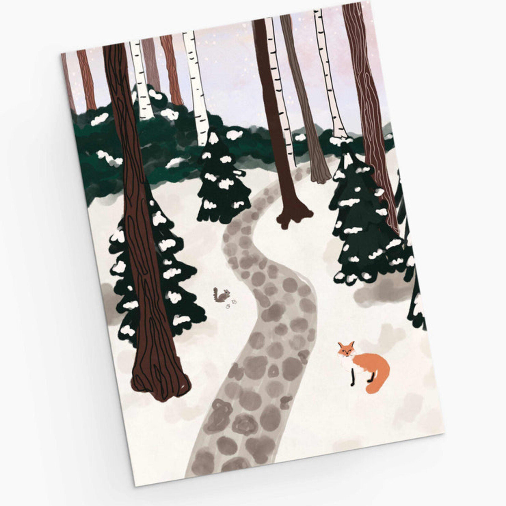 Mimi & August Carte de voeux une forêt empreinte de la magie de l'hiver