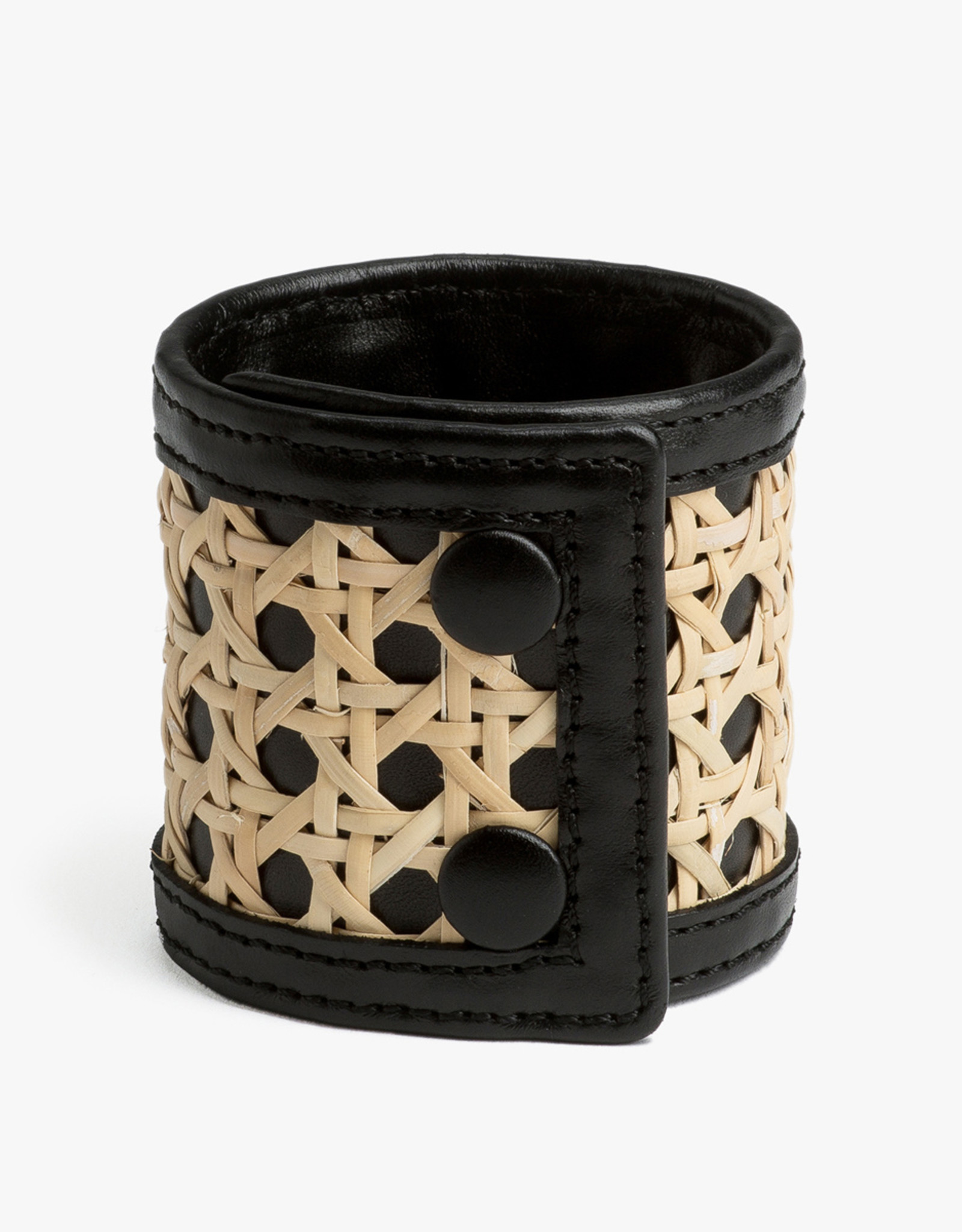 Rattan Bracelet by Palmgrens | Black leather