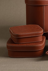 Medium Leather Embossed Box by Carl Cavallius for Palmgrens | Cognac leather