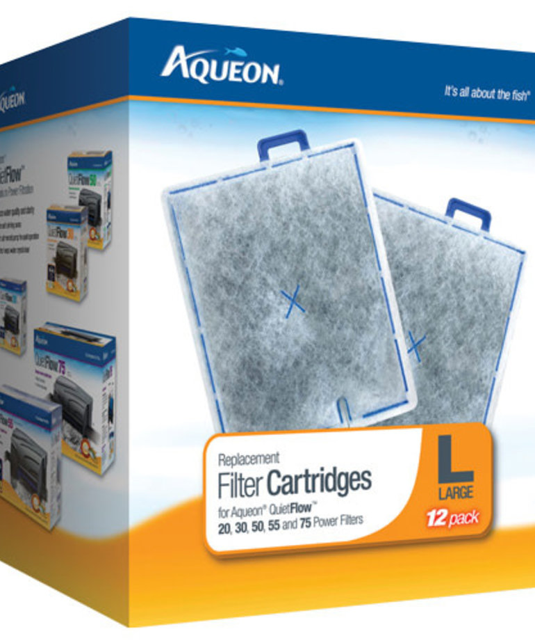 AQUEON Replacement Filter Cartridge For QuietFlow 20, 30, 50, 55, 75 - Large - 12 pk