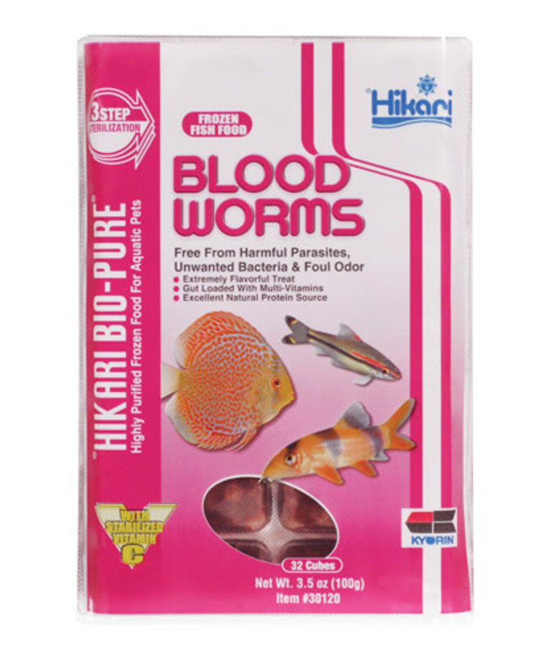 Hikari Bio-pure HIKARI BIO-PURE Frozen Blood Worms - Cubes - 3.5 oz