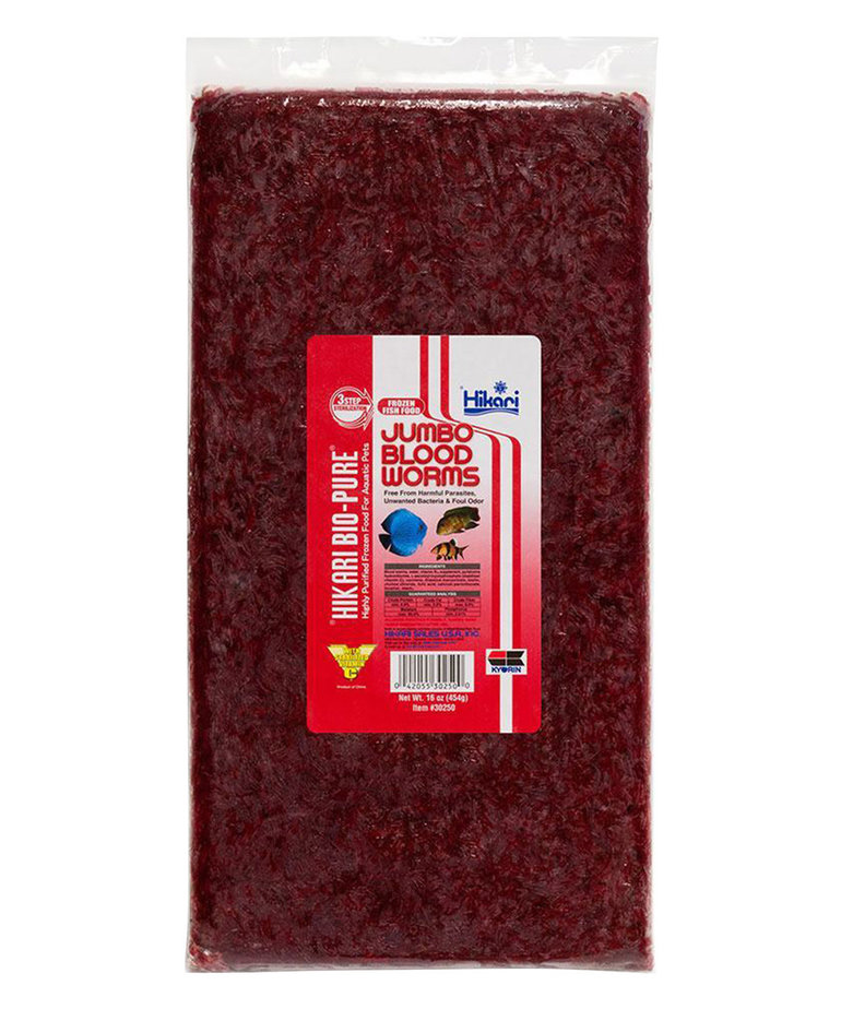 Hikari Bio-pure HIKARI BIO-PURE Frozen Jumbo Blood Worms - Flat Pack - 16 oz