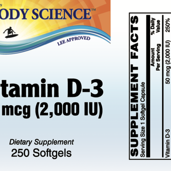 Body Science Vitamin D-3 2000 IU (250 softgels)