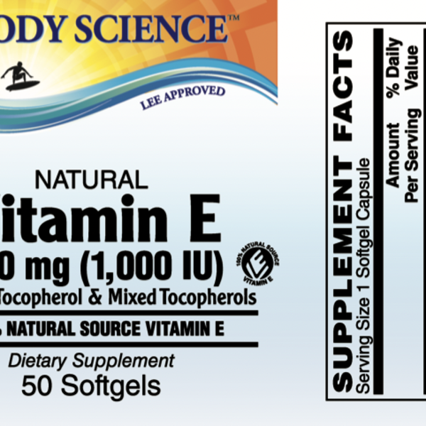 Body Science Vitamin E 1000 IU 670mg (50 softgels)