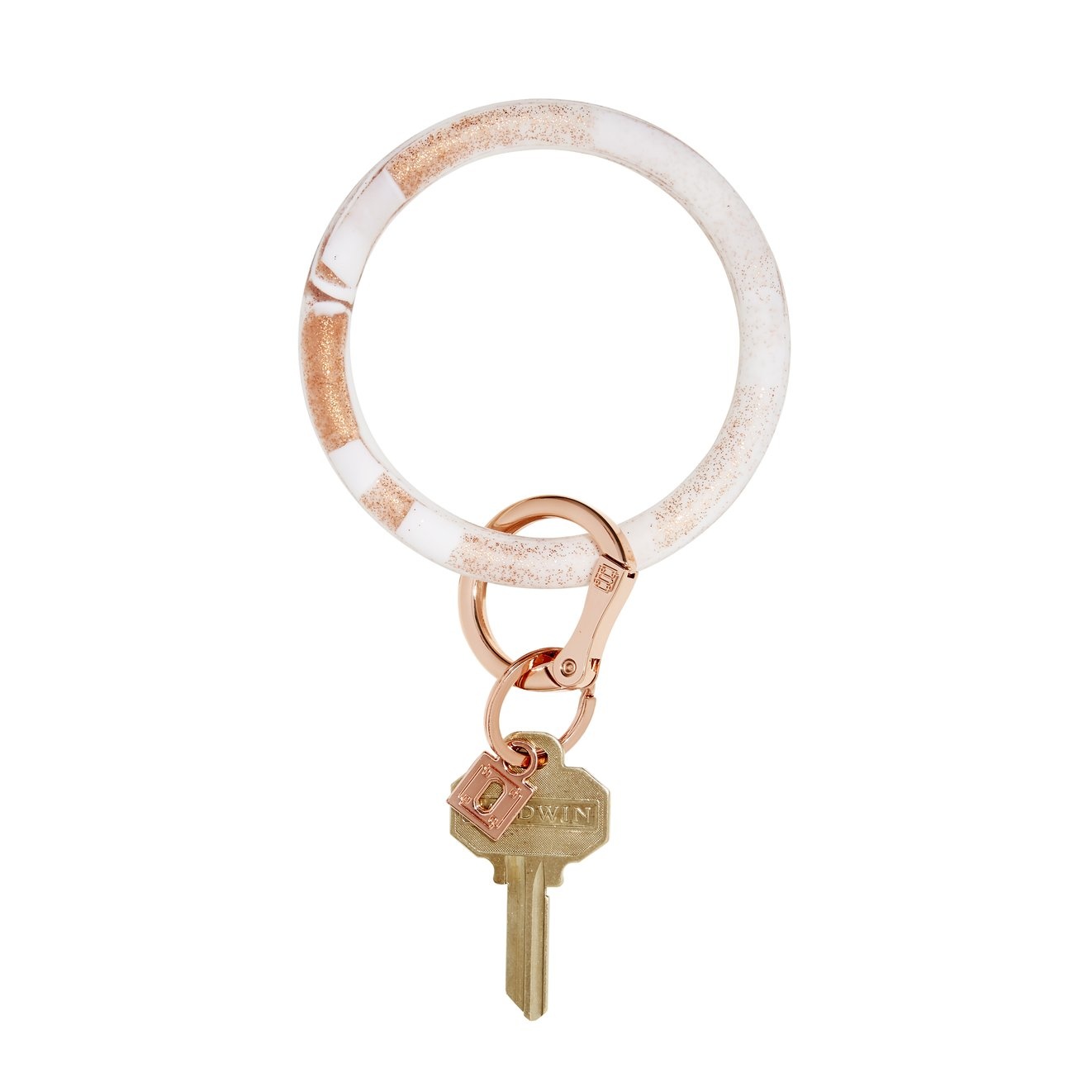 Silicone Big O Key Ring - Rose Gold Confetti