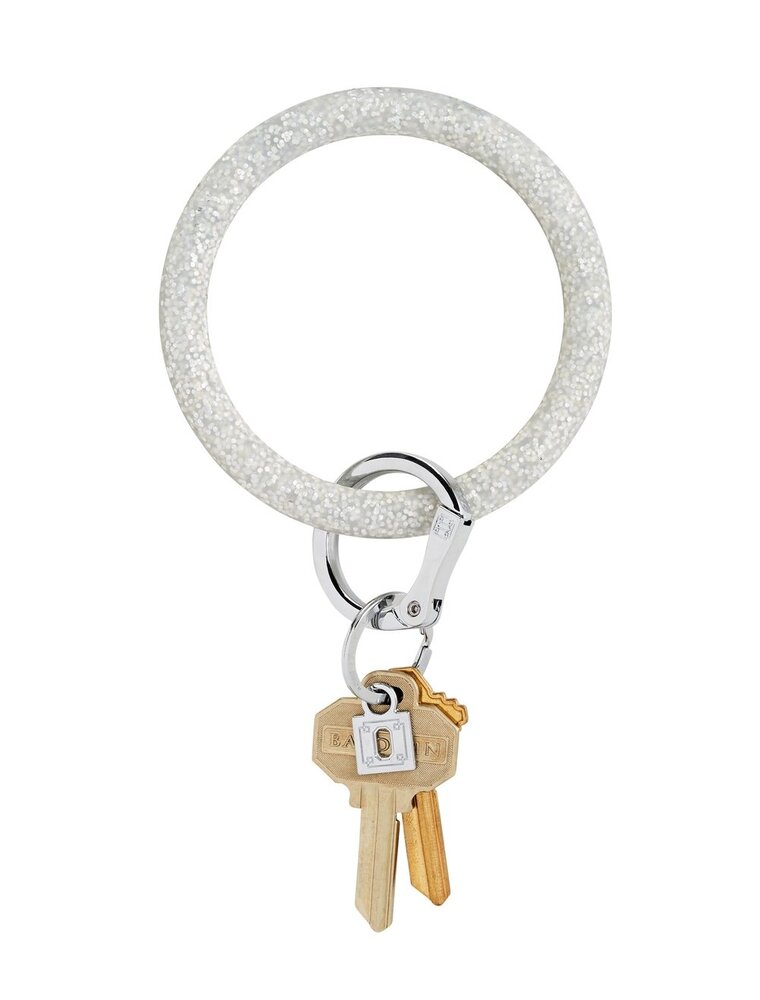 Silicone Big O Key Ring in Silver Confetti