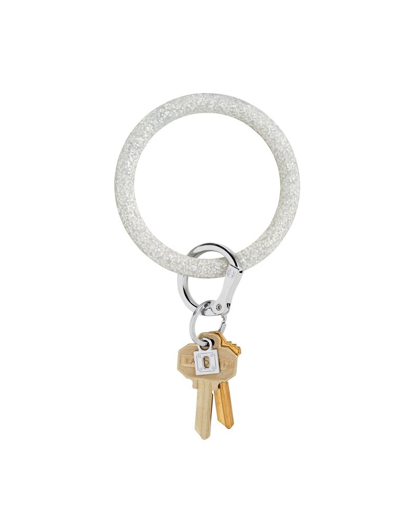 Silicone Big O Key Ring in Silver Confetti