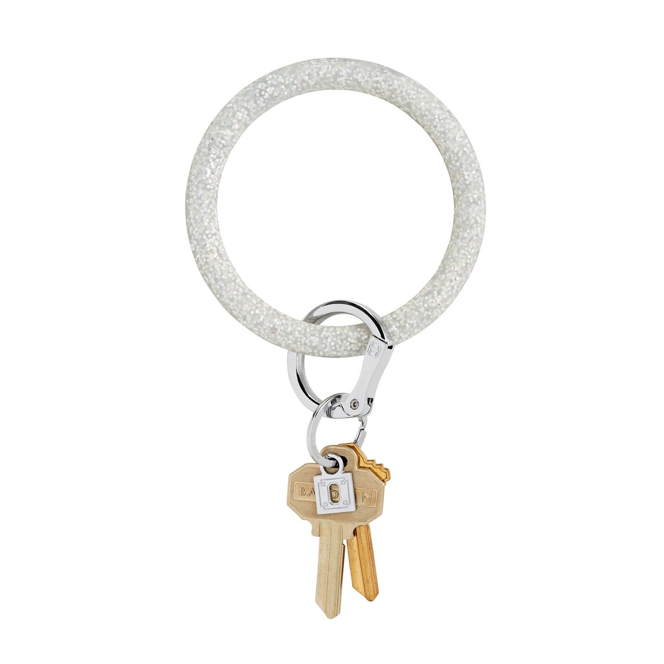 Silicone Big O Key Ring in Silver Confetti
