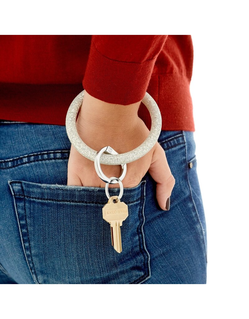 Silicone Big O Key Ring in Silver Confetti