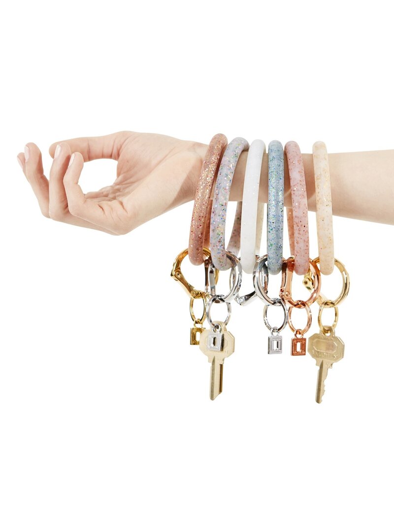 Silicone Big O Key Ring in Silver Confetti