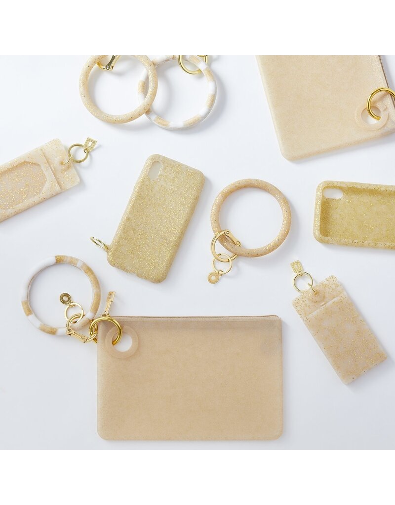 Silicone Big O Key Ring in Gold Confetti