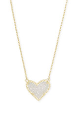 KENDRA SCOTT DESIGN Ari Heart Gold Pendant Necklace in Iridescent Drusy