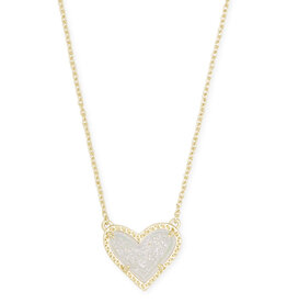KENDRA SCOTT DESIGN Ari Heart Gold Pendant Necklace in Iridescent Drusy