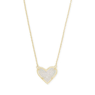 KENDRA SCOTT DESIGN Ari Heart Gold Pendant Necklace in Iridescent Drusy